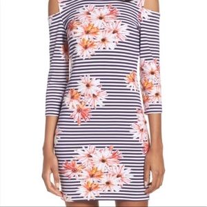 French Connection Striped Cold Shoulder Dress